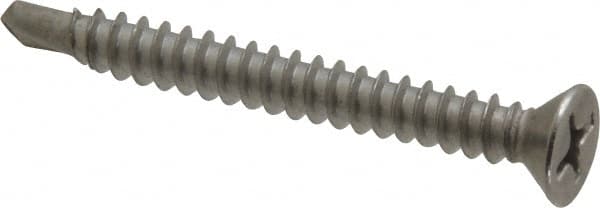 Value Collection - #8, Flat Head, Phillips Drive, 1-1/2" OAL, #2 Point, Self Drilling Screw - Grade 410 Stainless Steel - Americas Industrial Supply