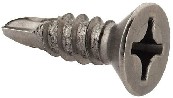 Value Collection - #12, Flat Head, Phillips Drive, 3/4" OAL, #3 Point, Self Drilling Screw - Grade 410 Stainless Steel - Americas Industrial Supply