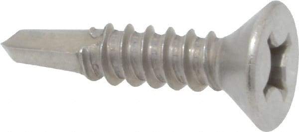 Value Collection - #12, Flat Head, Phillips Drive, 1" OAL, #3 Point, Self Drilling Screw - Grade 410 Stainless Steel - Americas Industrial Supply