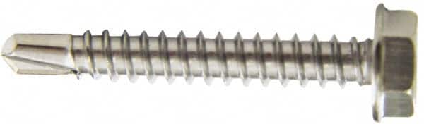 Value Collection - #14, Hex Washer Head, Hex Drive, 2-1/2" Length Under Head, #3 Point, Self Drilling Screw - Grade 410 Stainless Steel - Americas Industrial Supply