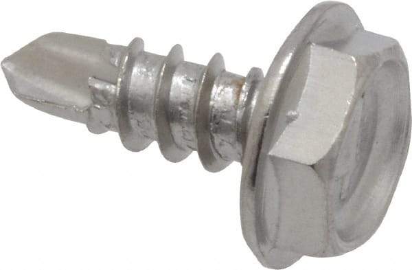 Value Collection - #6, Hex Washer Head, Hex Drive, 3/8" Length Under Head, #2 Point, Self Drilling Screw - Grade 410 Stainless Steel - Americas Industrial Supply