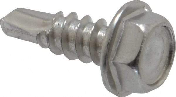 Value Collection - #8, Hex Washer Head, Hex Drive, 1/2" Length Under Head, #2 Point, Self Drilling Screw - Grade 410 Stainless Steel - Americas Industrial Supply