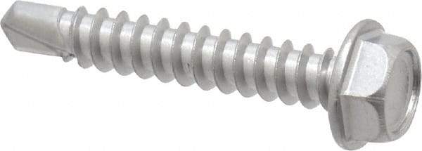 Value Collection - #8, Hex Washer Head, Hex Drive, 1" Length Under Head, #2 Point, Self Drilling Screw - Grade 410 Stainless Steel - Americas Industrial Supply