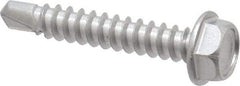 Value Collection - #8, Hex Washer Head, Hex Drive, 1" Length Under Head, #2 Point, Self Drilling Screw - Grade 410 Stainless Steel - Americas Industrial Supply