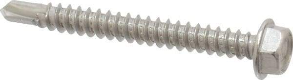 Value Collection - #8, Hex Washer Head, Hex Drive, 1-1/2" Length Under Head, #2 Point, Self Drilling Screw - Grade 410 Stainless Steel - Americas Industrial Supply