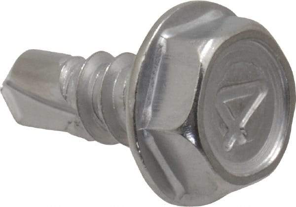 Value Collection - #10, Hex Washer Head, Hex Drive, 1/2" Length Under Head, #2 Point, Self Drilling Screw - Grade 410 Stainless Steel - Americas Industrial Supply