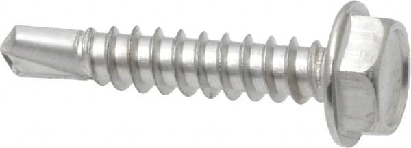 Value Collection - #10, Hex Washer Head, Hex Drive, 1" Length Under Head, #3 Point, Self Drilling Screw - Grade 410 Stainless Steel - Americas Industrial Supply