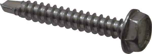Value Collection - #10, Hex Washer Head, Hex Drive, 1-1/4" Length Under Head, #3 Point, Self Drilling Screw - Grade 410 Stainless Steel - Americas Industrial Supply