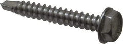 Value Collection - #10, Hex Washer Head, Hex Drive, 1-1/4" Length Under Head, #3 Point, Self Drilling Screw - Grade 410 Stainless Steel - Americas Industrial Supply