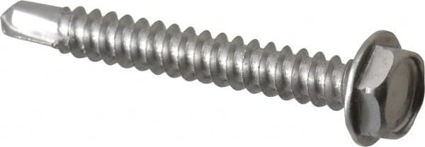 Value Collection - #10, Hex Washer Head, Hex Drive, 1-1/2" Length Under Head, #3 Point, Self Drilling Screw - Grade 410 Stainless Steel - Americas Industrial Supply