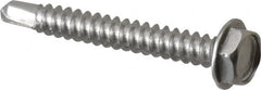 Value Collection - #10, Hex Washer Head, Hex Drive, 1-1/2" Length Under Head, #3 Point, Self Drilling Screw - Grade 410 Stainless Steel - Americas Industrial Supply