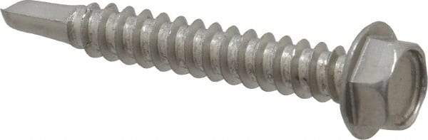 Value Collection - #12, Hex Washer Head, Hex Drive, 1-1/2" Length Under Head, #3 Point, Self Drilling Screw - Grade 410 Stainless Steel - Americas Industrial Supply