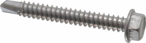 Value Collection - #14, Hex Washer Head, Hex Drive, 2" Length Under Head, #3 Point, Self Drilling Screw - Grade 410 Stainless Steel - Americas Industrial Supply