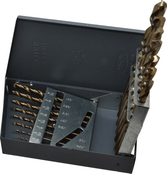 Hertel - 1/16 to 1/2", 135° Point, Bright Finish, Cobalt Jobber Length Drill Bit Set - Americas Industrial Supply