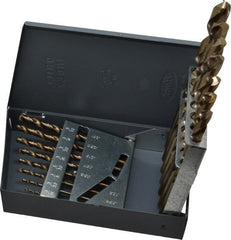 Hertel - 1/16 to 1/2", 135° Point, Bright Finish, Cobalt Jobber Length Drill Bit Set - Americas Industrial Supply