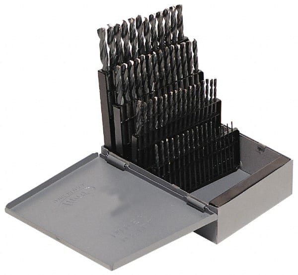 Hertel - 135° Point, Oxide Finish, High Speed Steel Screw Machine Length Drill Bit Set - Americas Industrial Supply