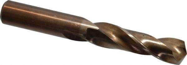 Hertel - 35/64" 135° Spiral Flute Cobalt Screw Machine Drill Bit - Bright Finish, Right Hand Cut, 2-1/2" Flute Length, 4" OAL, Split Point, Straight Shank - Americas Industrial Supply