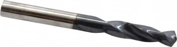 Hertel - 0.242" 135° Spiral Flute Cobalt Screw Machine Drill Bit - TiAlN Finish, Right Hand Cut, 1-3/8" Flute Length, 2-1/2" OAL, Split Point, Straight Shank - Americas Industrial Supply