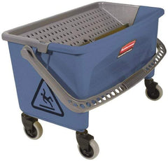 Rubbermaid - 40 Qt Plastic Bucket & Wringer - 14.7" Long x 16.2" High x 26.2" Wide, Blue - Americas Industrial Supply