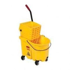 Rubbermaid - 26 Qt Plastic Bucket & Wringer - 18-5/8" Long x 16-3/4" High x 15-5/8" Wide, Yellow - Americas Industrial Supply