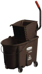 Rubbermaid - 35 Qt Plastic Bucket & Wringer - 20-1/8" Long x 36-1/2" High x 15-3/4" Wide, Brown - Americas Industrial Supply