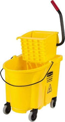 Rubbermaid - 35 Qt Plastic Bucket & Wringer - 20.1" Long x 17.4" High x 15.7" Wide, Yellow - Americas Industrial Supply