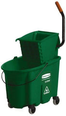 Rubbermaid - 35 Qt Plastic Bucket & Wringer - 20-1/8" Long x 36-1/2" High x 15-3/4" Wide, Green - Americas Industrial Supply