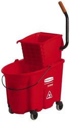 Rubbermaid - 35 Qt Plastic Bucket & Wringer - 20-1/8" Long x 36-1/2" High x 15-3/4" Wide, Red - Americas Industrial Supply