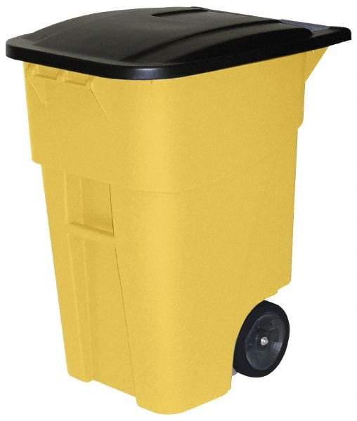 Rubbermaid - 50 Gal Yellow Rectangle Trash Can - Polyethylene, 36-1/2" High x 28-1/2" Long x 23-3/8" Wide - Americas Industrial Supply