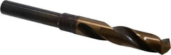 Hertel - 5/8" Drill, 118° Point, Cobalt Silver Deming & Reduced Shank Drill Bit - Oxide/Gold Finish, 6" OAL, Straight Shank, 3" Flute Length, Right Hand Cut, Standard Point, Spiral Flute, Regular Spiral - Americas Industrial Supply