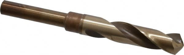 Hertel - 45/64" Drill, 118° Point, Cobalt Silver Deming & Reduced Shank Drill Bit - Oxide/Gold Finish, 6" OAL, Straight Shank, 3" Flute Length, Right Hand Cut, Standard Point, Spiral Flute, Regular Spiral - Americas Industrial Supply