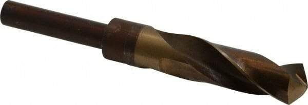 Hertel - 53/64" Drill, 118° Point, Cobalt Silver Deming & Reduced Shank Drill Bit - Oxide/Gold Finish, 6" OAL, Straight Shank, 3" Flute Length, Right Hand Cut, Standard Point, Spiral Flute, Regular Spiral - Americas Industrial Supply