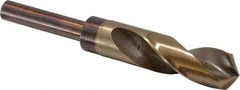 Hertel - 57/64" Drill, 118° Point, Cobalt Silver Deming & Reduced Shank Drill Bit - Oxide/Gold Finish, 6" OAL, Straight Shank, 3" Flute Length, Right Hand Cut, Standard Point, Spiral Flute, Regular Spiral - Americas Industrial Supply