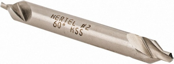 Hertel - #2 Plain Cut 60° Incl Angle High Speed Steel Combo Drill & Countersink - Americas Industrial Supply