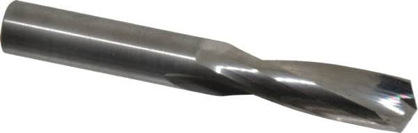 Hertel - 1/2" 135° Spiral Flute Solid Carbide Screw Machine Drill Bit - Bright Finish, Right Hand Cut, 2-1/4" Flute Length, 3-3/4" OAL, Split Point, Straight Shank - Americas Industrial Supply