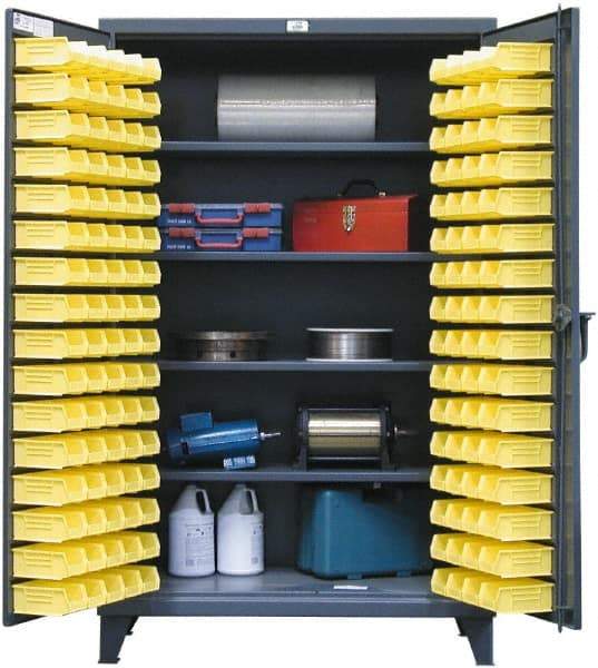 Strong Hold - 4 Shelf 94 Bin Storage Cabinet - Steel, 36" Wide x 24" Deep x 72" High, Dark Gray - Americas Industrial Supply