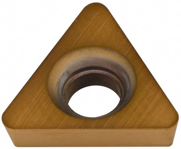 Hertel - TPCB222 Grade HP520B Carbide Boring Insert - TiN Finish, 60° Triangle, 11° Relief Angle, 1/4" Inscr Circle, 3/32" Thick, 1/32" Corner Radius - Americas Industrial Supply