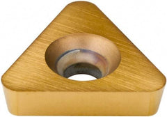 Hertel - TD6P4 Grade HP520B Carbide Boring Insert - TiN Finish, 60° Triangle, 11° Relief Angle, 3/8" Inscr Circle, 1/8" Thick, 1/16" Corner Radius - Americas Industrial Supply