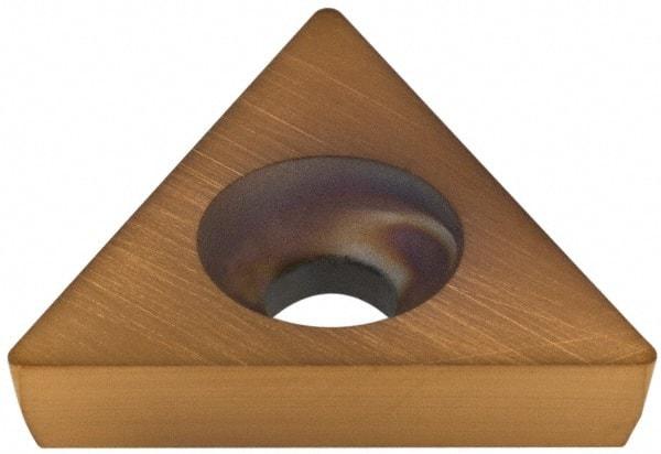 Hertel - TD6P1 Grade HP520B Carbide Boring Insert - TiN Finish, 60° Triangle, 11° Relief Angle, 3/8" Inscr Circle, 1/8" Thick, 1/64" Corner Radius - Americas Industrial Supply