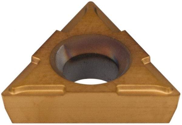 Hertel - TPCH220.5 Grade HP520B Carbide Boring Insert - TiN Finish, 60° Triangle, 11° Relief Angle, 1/4" Inscr Circle, 3/32" Thick, 0.007" Corner Radius - Americas Industrial Supply