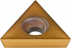 Hertel - TD6P05 Grade HP520B Carbide Boring Insert - TiN Finish, 60° Triangle, 11° Relief Angle, 3/8" Inscr Circle, 1/8" Thick, 0.007" Corner Radius - Americas Industrial Supply