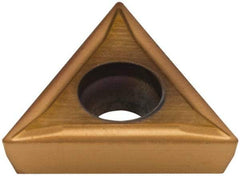 Hertel - TPMT21.50.5 GP Grade HP520B Carbide Boring Insert - TiN Finish, 60° Triangle, 11° Relief Angle, 1/4" Inscr Circle, 0.094" Thick, 0.007" Corner Radius - Americas Industrial Supply