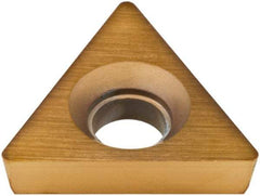 Hertel - TPCB221 Grade HP520B Carbide Boring Insert - TiN Finish, 60° Triangle, 11° Relief Angle, 1/4" Inscr Circle, 3/32" Thick, 1/64" Corner Radius - Americas Industrial Supply