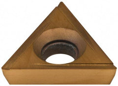 Hertel - TPCG220.5 Grade HP520B Carbide Boring Insert - TiN Finish, 60° Triangle, 11° Relief Angle, 1/4" Inscr Circle, 3/32" Thick, 0.007" Corner Radius - Americas Industrial Supply