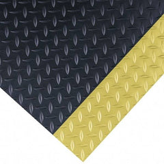 Wearwell - 75 Ft. Long x 3 Ft. Wide x 1/4 Inch Thick, Vinyl, Diamond Plate Surface Switchboard Matting - 30,000 V Max Dielectric Strength, 17,000 V Max Recommended Use, Black with Yellow Borders - Americas Industrial Supply