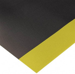Wearwell - 75 Ft. Long x 3 Ft. Wide x 1/4 Inch Thick, Vinyl, Ribbed Surface Switchboard Matting - 30,000 V Max Dielectric Strength, 17,000 V Max Recommended Use, Black with Yellow Borders - Americas Industrial Supply