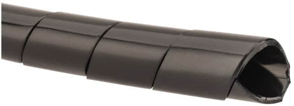 Made in USA - 0.396" ID, Black MDPE Wire & Hose Harness Cable Sleeve - 100' Coil Length, Medium Density, 3/8 to 4" Bundle Diam, 1/2" Hose Capacity, 55 Shore D - Americas Industrial Supply