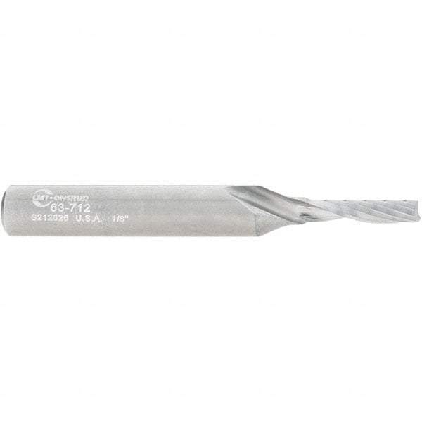 Onsrud - 1/8" Cutting Diam x 1/2" Length of Cut, 1 Flute, Upcut Spiral Router Bit - Uncoated, Right Hand Cut, Solid Carbide, 2" OAL x 1/4" Shank Diam, Single Edge, 21° Helix Angle - Americas Industrial Supply