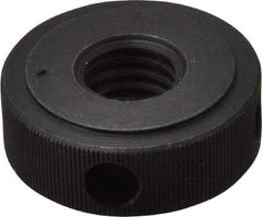 Gibraltar - 1/2-13" UNC Thread, Black Oxide Finish, Steel Round Knurled Check Nut - 7/16" Overall Height, 1-1/4" Head Diam, 1" Base Diam - Americas Industrial Supply