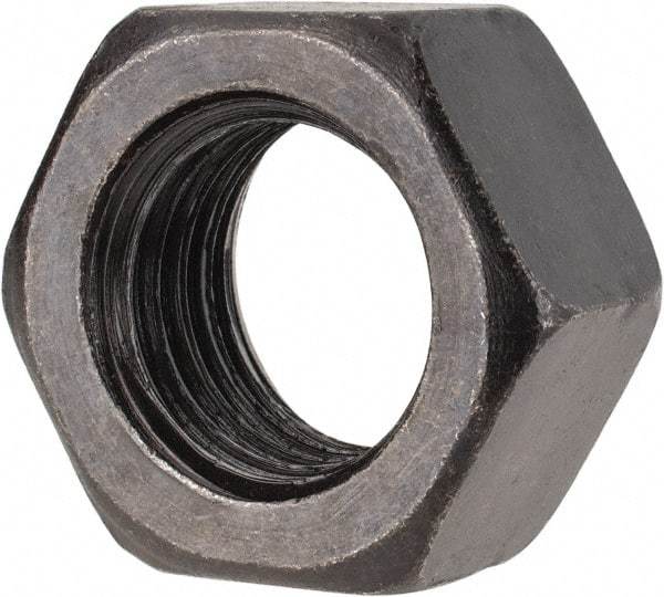 Gibraltar - 1-8 UNC Steel Right Hand Heavy Hex Nut - 1-1/2" Across Flats, 55/64" High, Black Oxide Finish - Americas Industrial Supply